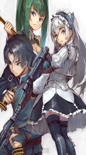 Chaika Trabant, Akari Acura, and Toru Acura from Hitsugi no Chaika