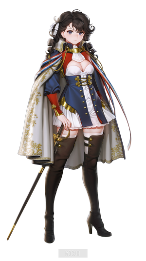 Anime girl in military uniform with sword