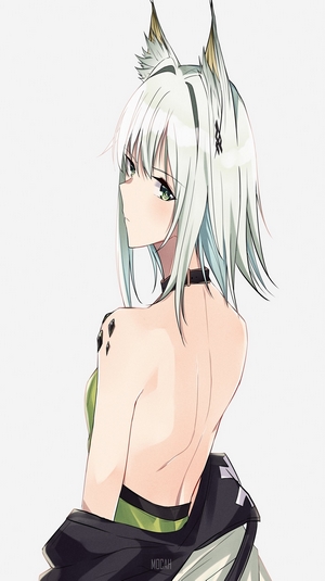 Anime girl with cat ears and choker