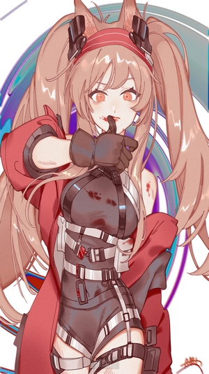 Angelina from Arknights giving a thumbs up