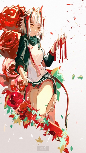 W from Arknights with roses