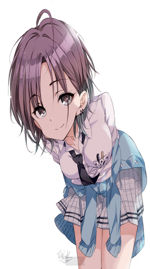 Anime girl with purple hair and school uniform