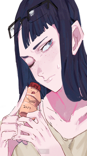 Kanamori Sayaka from Eizouken ni wa Te wo Dasu na! holding a bottle