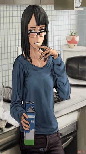 Kanamori Sayaka from Eizouken ni wa Te wo Dasu na! drinking milk