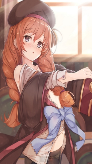 Anime girl with orange hair and hat