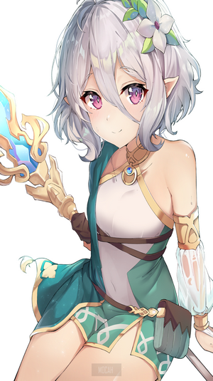 Anime girl with elf ears and staff