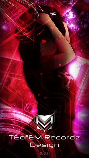 Anime girl with red eyes and skull emblem