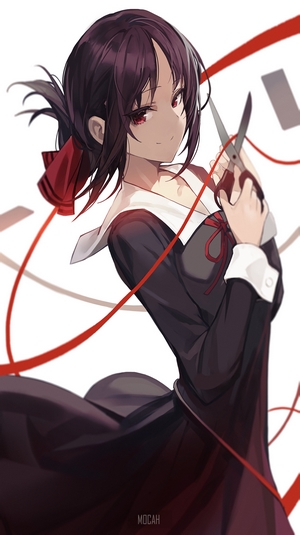 Kaguya Shinomiya from Kaguya-Sama: Love is War holding scissors