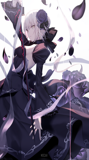 Fate Series Anime Girl in Elegant Dark Dress
