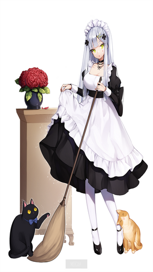 HK416 from Girls Frontline as a maid with cats