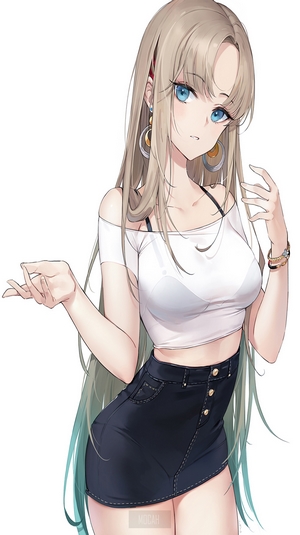 Anime girl with blonde hair and blue eyes