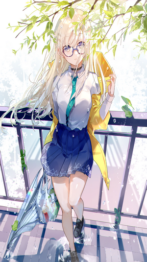 Anime girl with blonde hair and glasses