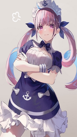Minato Aqua in Navy Maid Outfit