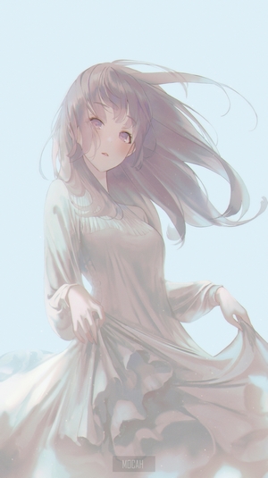 Anime girl with flowing hair and dress
