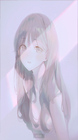 Anime girl with long hair in soft lighting