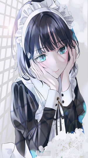 Elegant Anime Maid with Green Eyes