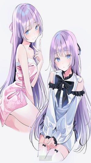 Delicate Anime Girls with Lavender Hair