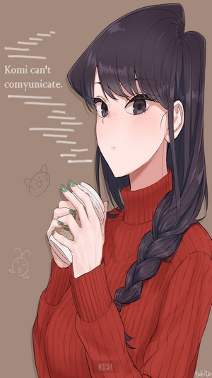 Komi Shouko from Komi-san wa, Comyushou desu. holding a cup