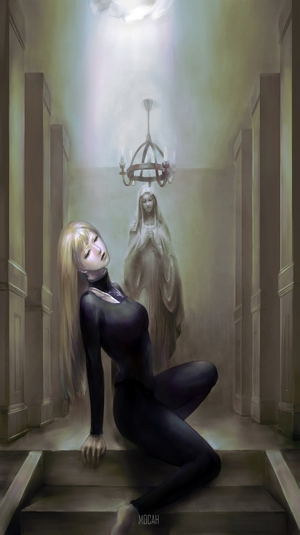 Alicia from Claymore in a black bodysuit