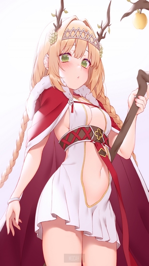 Anime girl with antlers and staff