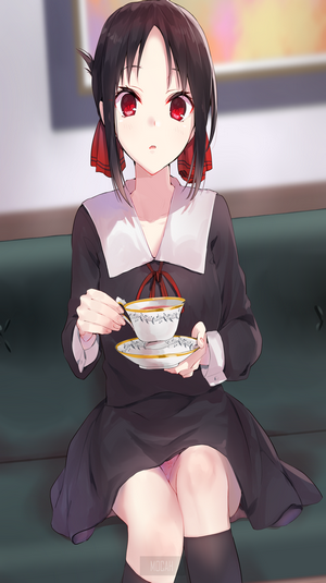 Kaguya Shinomiya from Kaguya-Sama: Love is War drinking tea