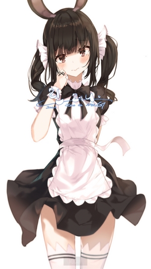 Anime girl in maid outfit with bunny ears