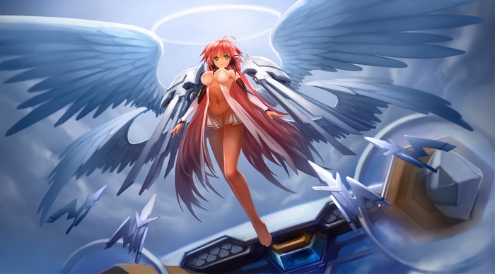 Ikaros with Green Eyes and Mechanical Wings