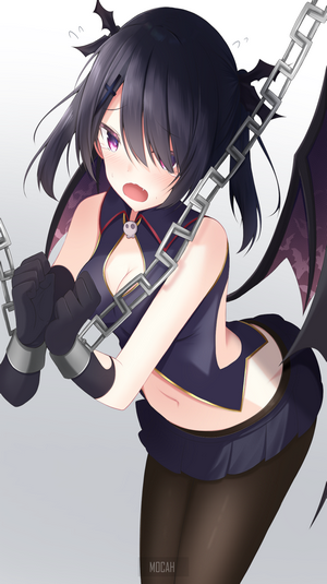 Anime girl with bat wings and chains