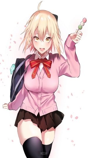 Anime girl with dango and school uniform