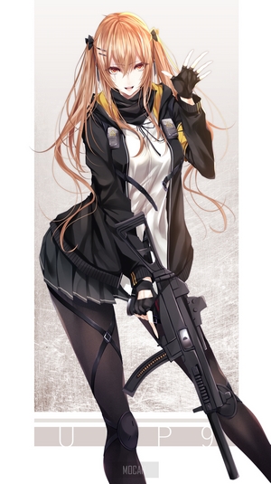 UMP9 from Girls Frontline holding a gun
