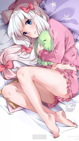 Izumi Sagiri from Ero Manga-sensei in pajamas holding a plush toy