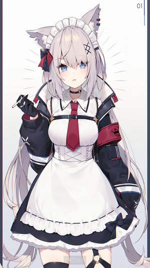 Anime girl with cat ears and maid outfit