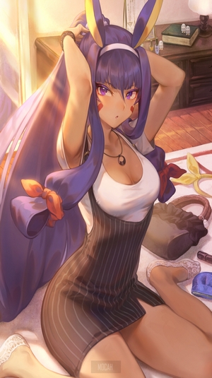 Anime girl with purple hair and bunny ears
