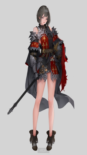 Anime warrior knight girl with sword