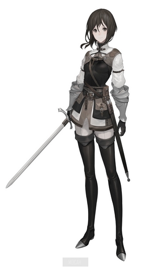 Fantasy Anime Knight Girl with Sword