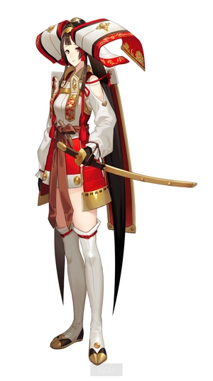 Anime girl in samurai armor holding a sword
