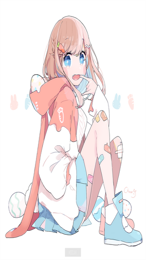 Anime girl with bunny ears and carrot accessories