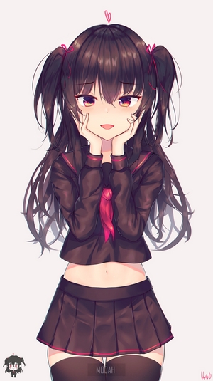 Anime girl with pigtails in school uniform