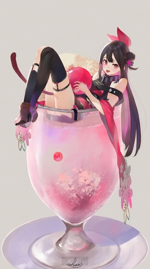 Anime girl in a giant dessert cup