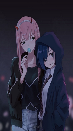 Zero Two and Ichigo from Darling in the FranXX