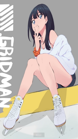 Takarada Rikka from SSSS.GRIDMAN Sitting with Skates