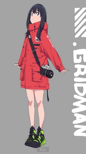 Takarada Rikka in Red Coat from SSSS.GRIDMAN