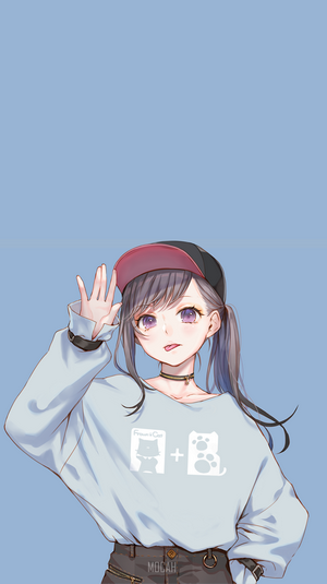 Anime Girl with Ponytail and Baseball Cap