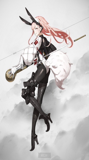 Anime girl with bunny ears and sword