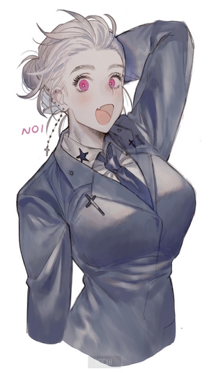 Noi from Dorohedoro in a black suit