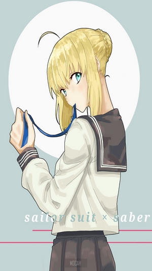 Saber from Fate/Stay Night in a sailor uniform