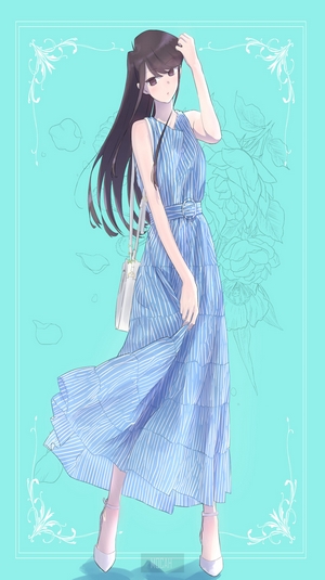 Komi Shouko from Komi-san wa, Comyushou desu. in a blue dress