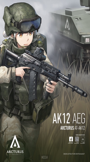 Anime Soldier with AK12 Rifle and Armored Vehicle