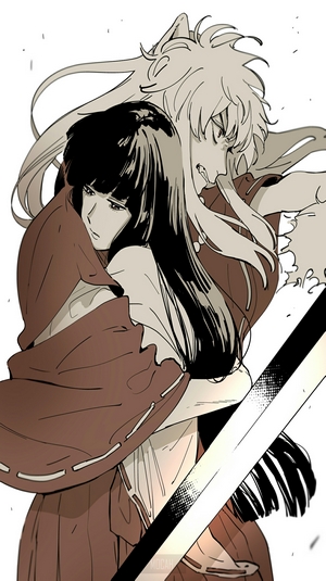 Kikyo and Inuyasha from Inuyasha