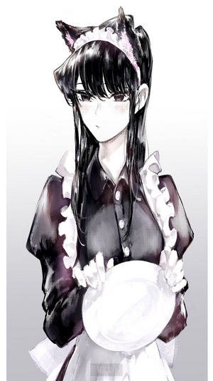 Komi Shouko from Komi Can't Communicate as a cat maid